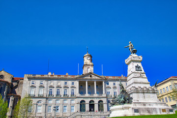 Porto, Portugal-June 19, 2019: Commercial association of Porto located in historic city center near Rio Douro