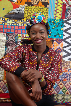 smily Kenyan woman wearing a headscarf