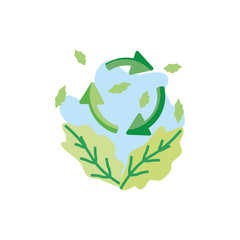 recycling arrows symbol with leafs nature
