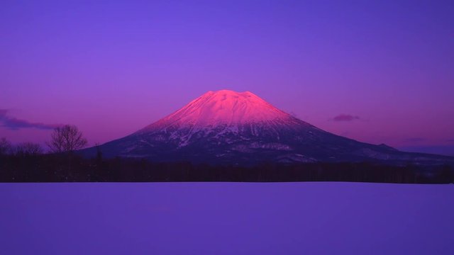 Mount Yotei in winter at sunset, Niseko, Hokkaido, Japan