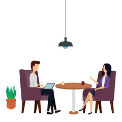 elegant business couple workers in the office