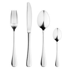 fork, knife, spoon, teaspoon, cutlery isolated on white background, clipping path