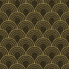 Seamless kraft paper brown and black grunge art deco twenties vintage pattern vector