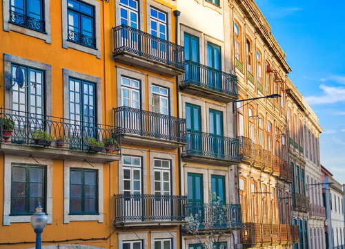 Beautiful And Colorful Porto Streets Near Rio Douro