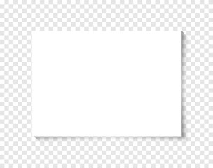 White realistic blank paper page with shadow. Vector A4 paper on transparent background. Paper mockup. Mockup A4 size paper template for your design.
