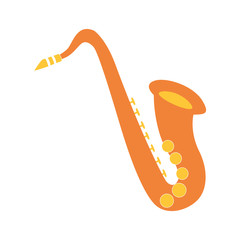 saxophone musical on white background