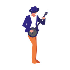 musician man banjo playing instrument