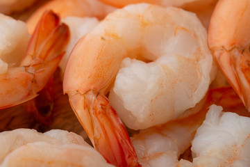 Background of shrimp, macro. Sea food, wholesome and tasty food.