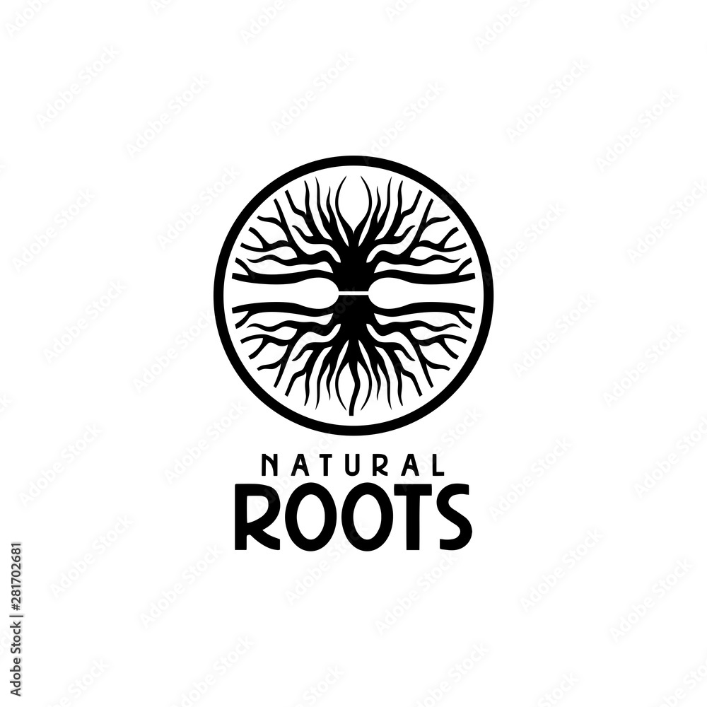 Canvas Prints natural roots circle logo design vector