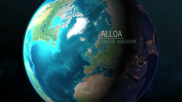 United Kingdom - Alloa - Zooming from space to earth