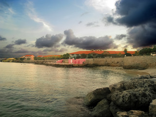 Dramatic skies at dusk following a brief rainstorm, as seen from Bari Reef on the gorgeous island of Bonaire. 