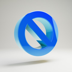 Volumetric glossy blue Ban icon isolated on white background.