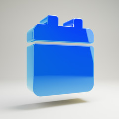 Volumetric glossy blue Calendar icon isolated on white background.
