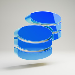 Volumetric glossy blue Coins icon isolated on white background.