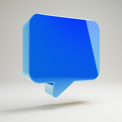 Volumetric glossy blue Comment icon isolated on white background.