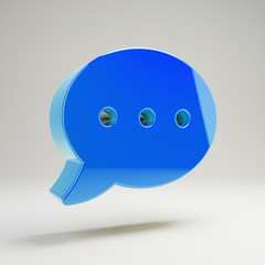 Volumetric glossy blue Comment icon isolated on white background.