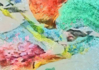 Abstract background in mixed colors. Oil and watercolor design elements. Design template for covers, posters and banners. Simple macro close-up paint brush strokes.