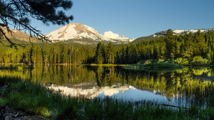 Lassen Volcanic National Park Manzanita Lake Mountain Reflects California