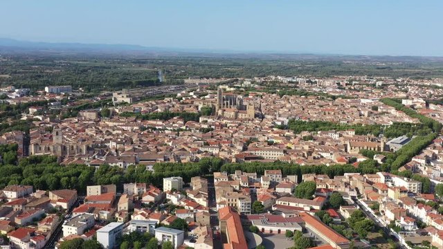 Narbonne Narbona Occitan Aude France aerial view sunny day 