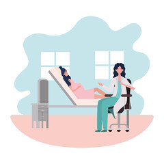 Isolated pregnant woman and doctor design