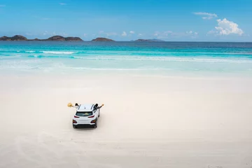Printed kitchen splashbacks Cape Le Grand National Park, Western Australia Aerial view of car parking in beach at Lucky Bay in Cape Le Grand National Park, near Esperance, Western Australia, Australia. Travel and Vacation concept.
