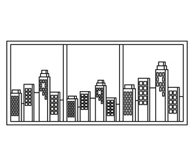 Obraz premium window with cityscape view scene