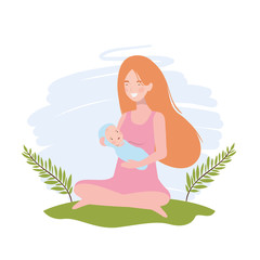 Isolated mother with baby design