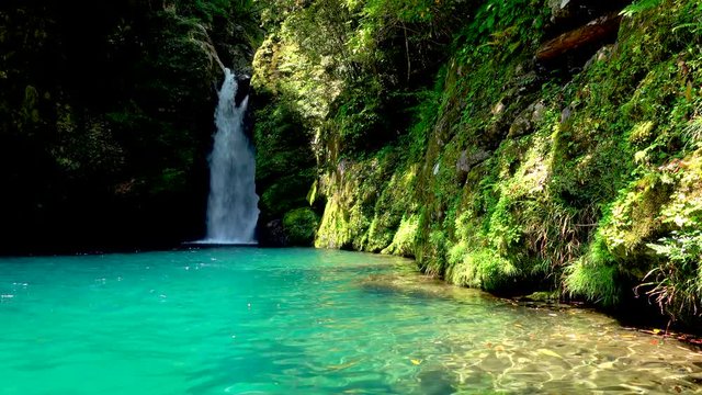 Niyodo River waterfall and cliffs, Ino, Kochi Prefecture, Japan