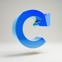 Volumetric glossy blue Redo icon isolated on white background.