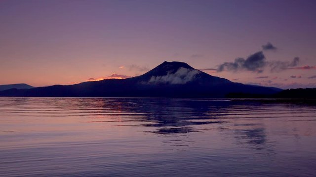 Lake Akan and Mount Akan at dawn