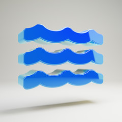 Volumetric glossy blue water icon isolated on white background.