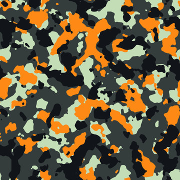 Seamless Fashion Brown Gray Black And Orange Camouflage Pattern Vector