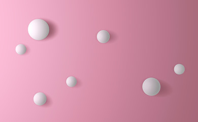 Pearl background with small and big on pink background, 3d rendering