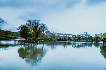 Landscape with river in spring