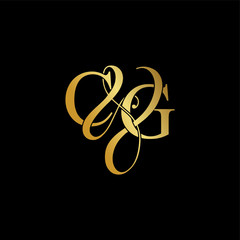 Initial letter C & G CG luxury art vector mark logo, gold color on black background.