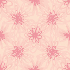 Fototapeta na wymiar Wild flowers seamless pattern pink texture in layers, very soft, delicate and feminine. Hand drawn spring floral botanical elements for fashion, textile, wrapping paper and wallpapers.