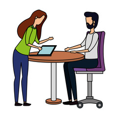 elegant business couple working with laptop