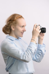 girl with an old camera