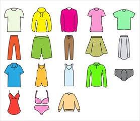 Clothing Icon Set Design Flat Style