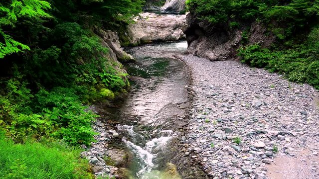 Landscape with stream, Kuji, Iwate Prefecture, Japan