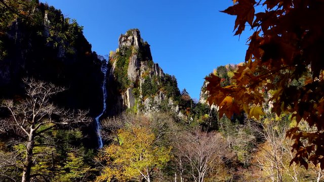 Ginga Waterfall in autumn, Sounkyo Gorge, Hokkaido, Japan