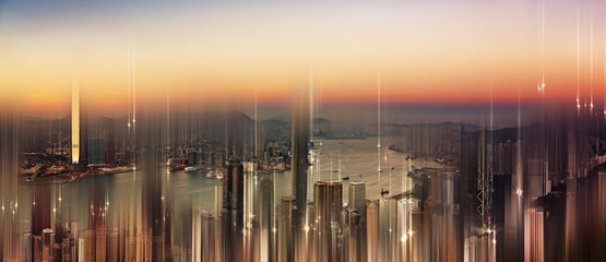 Abstract vertical motion blur city  effect for background