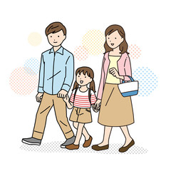 家族　ファミリー　歩く　お出かけ