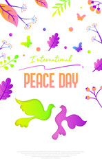 International day of peace illustration template vector with liquid color