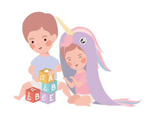 Isolated baby boy and girl design