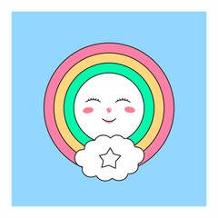 Cute heavenly character for the design of childrens wallpapers, prints for on clothes. Character isolated on blue background.