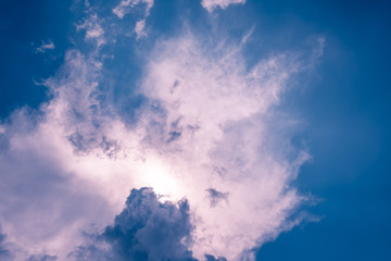 Intricate cloud formations in a blue sky background