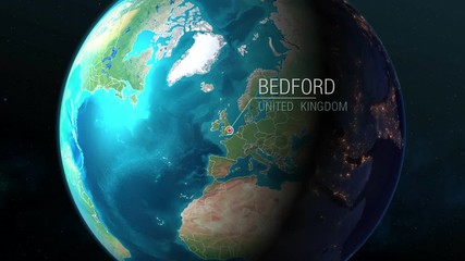 United Kingdom - Bedford - Zooming from space to earth