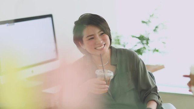 Businesswoman having conversation with smile