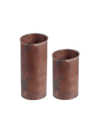 antique copper tea cup isolated on white background